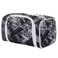 Black And Gray Circuit Board Computer Microchip Digital Art Toiletries Pouch by Bedest