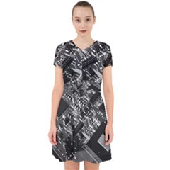 Black And Gray Circuit Board Computer Microchip Digital Art Adorable In Chiffon Dress