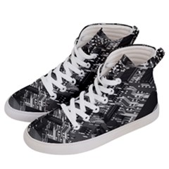 Black And Gray Circuit Board Computer Microchip Digital Art Men s Hi-top Skate Sneakers by Bedest