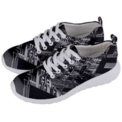 Black And Gray Circuit Board Computer Microchip Digital Art Men s Lightweight Sports Shoes by Bedest