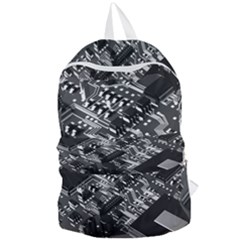 Black And Gray Circuit Board Computer Microchip Digital Art Foldable Lightweight Backpack by Bedest