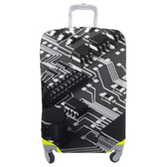 Black And Gray Circuit Board Computer Microchip Digital Art Luggage Cover (medium) by Bedest