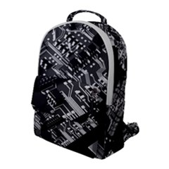 Black And Gray Circuit Board Computer Microchip Digital Art Flap Pocket Backpack (large) by Bedest