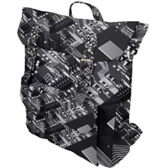 Black And Gray Circuit Board Computer Microchip Digital Art Buckle Up Backpack by Bedest