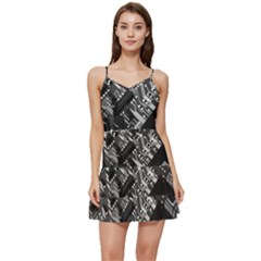 Black And Gray Circuit Board Computer Microchip Digital Art Short Frill Dress by Bedest