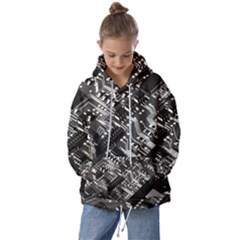 Black And Gray Circuit Board Computer Microchip Digital Art Kids  Oversized Hoodie by Bedest