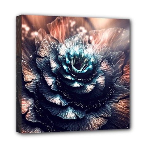 Blue And Brown Flower 3d Abstract Fractal Mini Canvas 8  X 8  (stretched) by Bedest