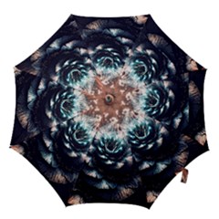 Blue And Brown Flower 3d Abstract Fractal Hook Handle Umbrellas (small) by Bedest