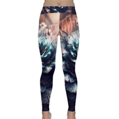 Blue And Brown Flower 3d Abstract Fractal Classic Yoga Leggings by Bedest