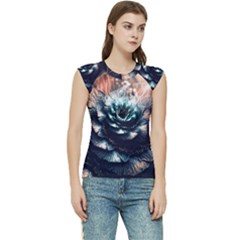 Blue And Brown Flower 3d Abstract Fractal Women s Raglan Cap Sleeve T-shirt by Bedest