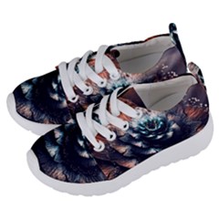 Blue And Brown Flower 3d Abstract Fractal Kids  Lightweight Sports Shoes by Bedest