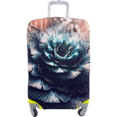 Blue And Brown Flower 3d Abstract Fractal Luggage Cover (large) by Bedest