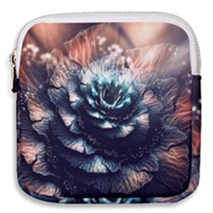 Blue And Brown Flower 3d Abstract Fractal Mini Square Pouch by Bedest