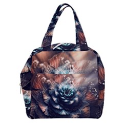 Blue And Brown Flower 3d Abstract Fractal Boxy Hand Bag by Bedest