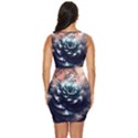 Blue And Brown Flower 3d Abstract Fractal Draped Bodycon Dress View4