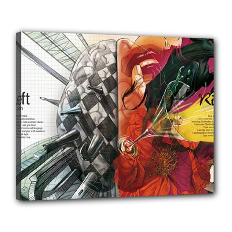 Left And Right Brain Illustration Splitting Abstract Anatomy Canvas 20  X 16  (stretched) by Bedest