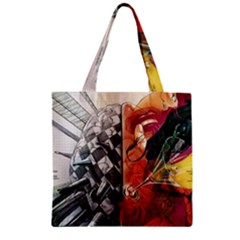 Left And Right Brain Illustration Splitting Abstract Anatomy Zipper Grocery Tote Bag by Bedest