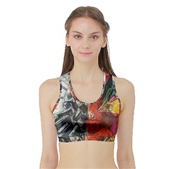 Left And Right Brain Illustration Splitting Abstract Anatomy Sports Bra With Border by Bedest