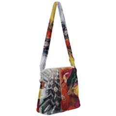 Left And Right Brain Illustration Splitting Abstract Anatomy Zipper Messenger Bag by Bedest