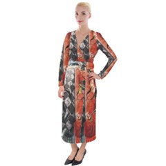 Left And Right Brain Illustration Splitting Abstract Anatomy Velvet Maxi Wrap Dress by Bedest