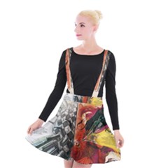 Left And Right Brain Illustration Splitting Abstract Anatomy Suspender Skater Skirt by Bedest