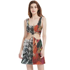 Left And Right Brain Illustration Splitting Abstract Anatomy Velour Cutout Dress by Bedest