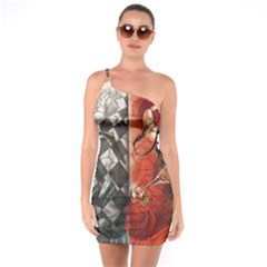 Left And Right Brain Illustration Splitting Abstract Anatomy One Shoulder Ring Trim Bodycon Dress by Bedest