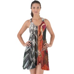 Left And Right Brain Illustration Splitting Abstract Anatomy Show Some Back Chiffon Dress by Bedest