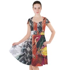 Left And Right Brain Illustration Splitting Abstract Anatomy Cap Sleeve Midi Dress by Bedest