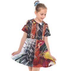 Left And Right Brain Illustration Splitting Abstract Anatomy Kids  Short Sleeve Shirt Dress by Bedest