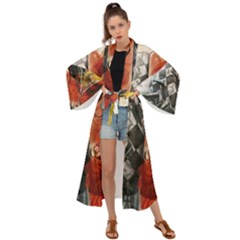 Left And Right Brain Illustration Splitting Abstract Anatomy Maxi Kimono by Bedest