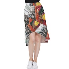 Left And Right Brain Illustration Splitting Abstract Anatomy Frill Hi Low Chiffon Skirt by Bedest