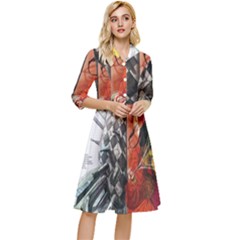 Left And Right Brain Illustration Splitting Abstract Anatomy Classy Knee Length Dress by Bedest