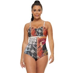 Left And Right Brain Illustration Splitting Abstract Anatomy Retro Full Coverage Swimsuit by Bedest