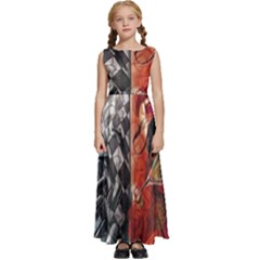 Left And Right Brain Illustration Splitting Abstract Anatomy Kids  Satin Sleeveless Maxi Dress by Bedest