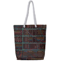 Digital Art Moog Music Synthesizer Vintage Full Print Rope Handle Tote (small) by Bedest