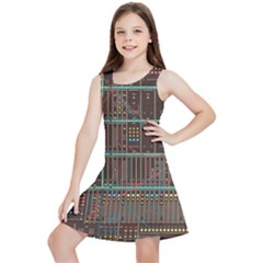 Digital Art Moog Music Synthesizer Vintage Kids  Lightweight Sleeveless Dress by Bedest