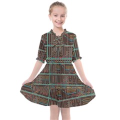 Digital Art Moog Music Synthesizer Vintage Kids  All Frills Chiffon Dress by Bedest