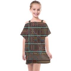 Digital Art Moog Music Synthesizer Vintage Kids  One Piece Chiffon Dress by Bedest