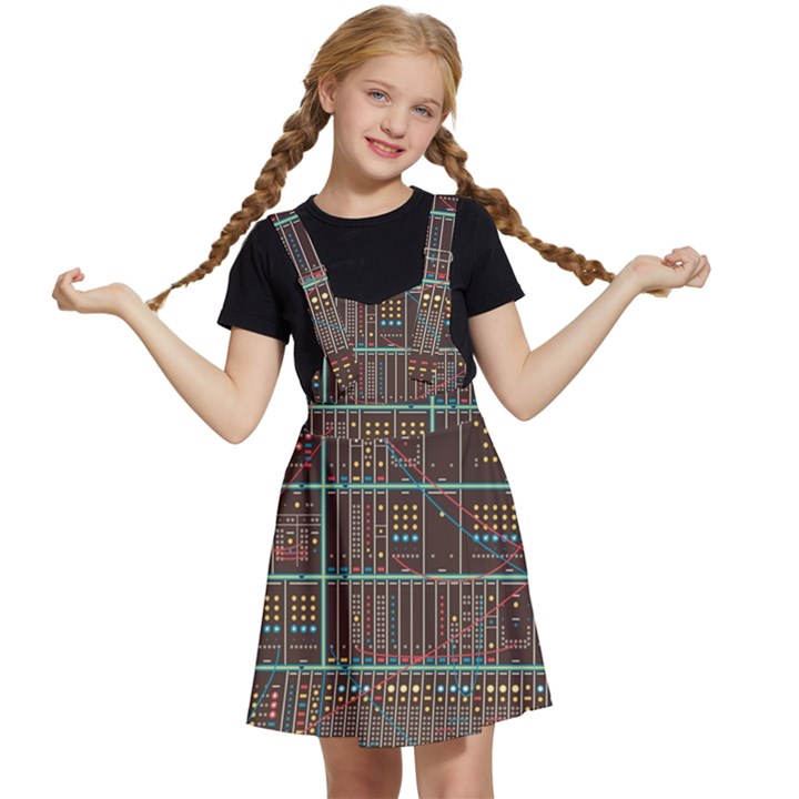 Digital Art Moog Music Synthesizer Vintage Kids  Apron Dress