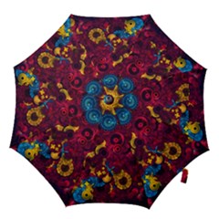 Psychedelic Digital Art Colorful Flower Abstract Multi Colored Hook Handle Umbrellas (large) by Bedest