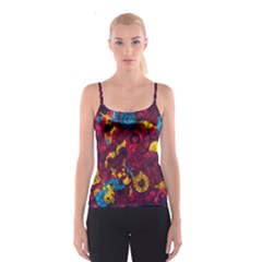 Psychedelic Digital Art Colorful Flower Abstract Multi Colored Spaghetti Strap Top