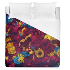 Psychedelic Digital Art Colorful Flower Abstract Multi Colored Duvet Cover (queen Size) by Bedest