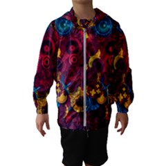 Psychedelic Digital Art Colorful Flower Abstract Multi Colored Kids  Hooded Windbreaker by Bedest