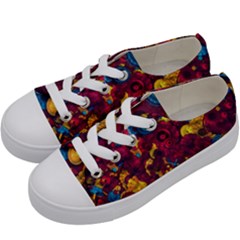 Psychedelic Digital Art Colorful Flower Abstract Multi Colored Kids  Low Top Canvas Sneakers by Bedest