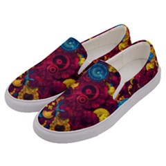 Psychedelic Digital Art Colorful Flower Abstract Multi Colored Men s Canvas Slip Ons by Bedest