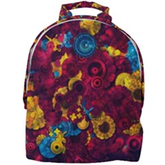 Psychedelic Digital Art Colorful Flower Abstract Multi Colored Mini Full Print Backpack by Bedest