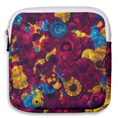 Psychedelic Digital Art Colorful Flower Abstract Multi Colored Mini Square Pouch by Bedest