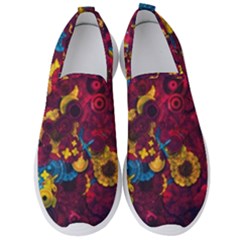 Psychedelic Digital Art Colorful Flower Abstract Multi Colored Men s Slip On Sneakers by Bedest