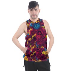 Psychedelic Digital Art Colorful Flower Abstract Multi Colored Men s Sleeveless Hoodie by Bedest